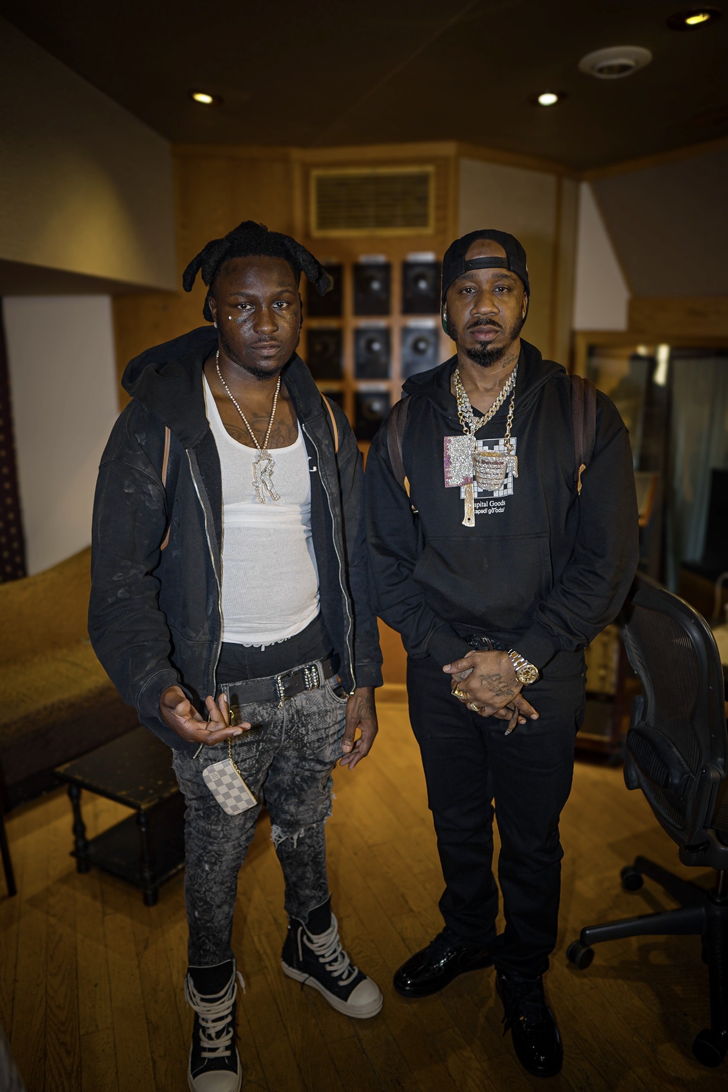 Yistol and Benny The Butcher in a Buffalo recording studio